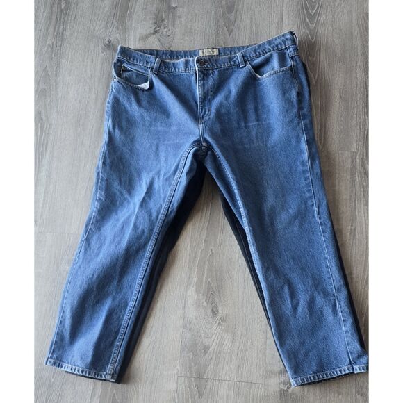 2- LL Bean Mens Jeans 42x28 Medium Wash Blue/ Black - See Current Measurements - Picture 4 of 10